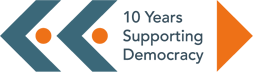 logo stating 10 years supporting Democracy